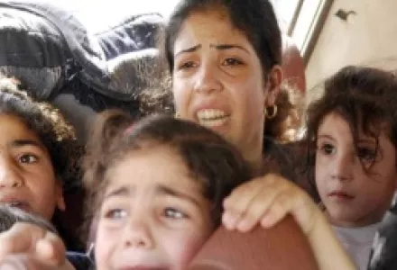 Palestinian refugees, who resided in Nahr El-Bared camp, displaced once again by the fighting. Al-Safir Newspaper, 2007 Archives.