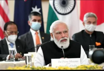 Indian Prime Minister Narendra Modi addressing the Quad Summit, in Washington DC in September 2021.