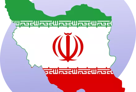 Flag of Iran over the country 