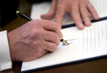 President Trump signing executive order to keep out 'radical Islamic terrorists'.