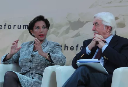 Raghida Dergham and Cengiz Çandar speak at the 2012 Halifax International Security Forum