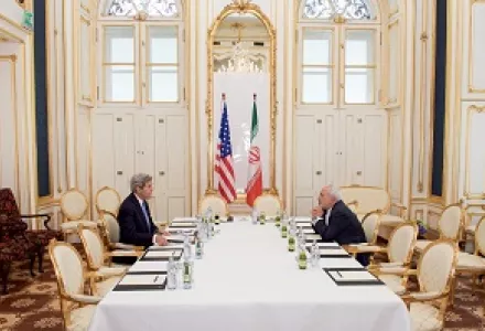 U.S. Secretary Kerry and Iranian Foreign Minister Zarif negotiating over the Iran nuclear deal.