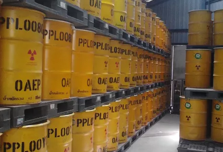 Radioactive waste barrels.