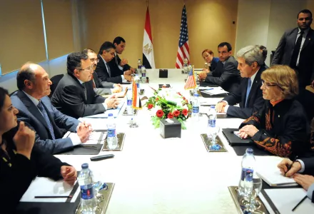 File:US Secretary of State John Kerry and a government delegation meets with Egyptian Interim Foreign Minister Nabil Fahmy and respective counterparts in Cairo on 3-Nov-2013. (U.S. Department of State)
