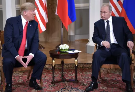 Donald Trump and Vladimir Putin in Helsinki in July 2018.