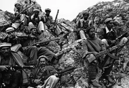Mujahedeen rebels, holy warriors, are shown as they rest high in the mountains in the Kunar province area in Afghanistan in May 1980.