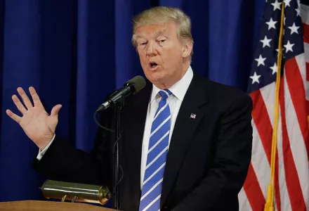 Donald Trump speaks at the Polish National Alliance, Wednesday, Sept. 28, 2016, in Chicago.