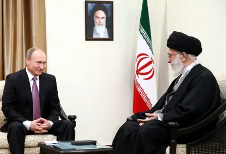 Ayatollah Khamenei meets Vladimir Putin on November 23, 2015.