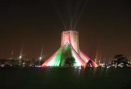 Azadi Tower, Azadi Square, Meydea-e Azadi, Meydan-e Shahyad, Tehran province, Iran Flag colors