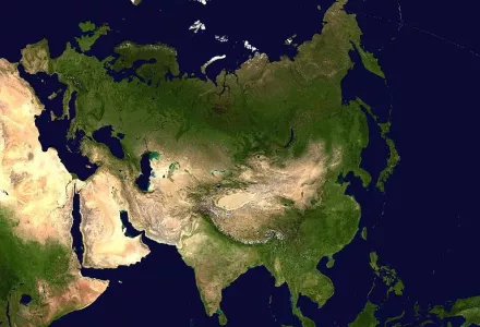 Physical location map of Eurasia