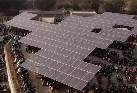 Solar Panels at HUDA City Center, Gurugram, India, 31 December 2015.