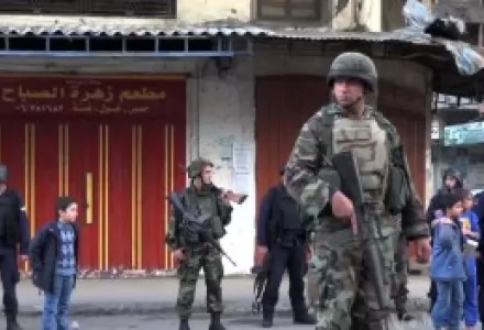 Soldiers of the Lebanese army in Tripoli after sectarian clashes in 2012