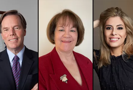 Nicholas Burns, Nancy Szalwinski, and Carla Dirlikov Canales