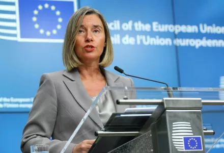 High Representative of the European Union for Foreign Affairs and Security Policy Federica Mogherini delivers a speech as she holds a press conference following the EU's Foreign Affairs Council Meeting in Brussels, Belgium on 16 July, 2018