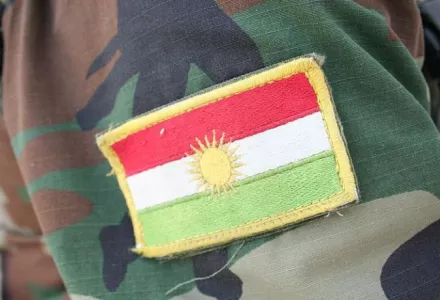Iraqi Kurdish Flag army uniform at Ibrahim Khalil Border, Iraq, August 2009