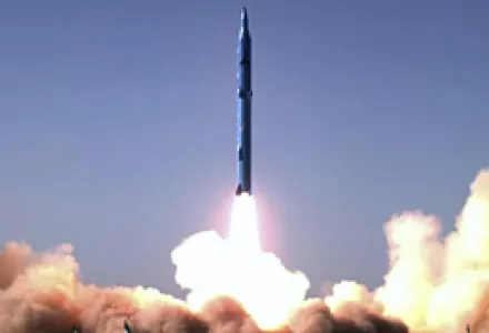 This photo provided by Iranian state news agency Fars purports to show an Iranian Sajjil-2 surface-to-surface missile launching from a site in Semnan, Iran, May 20, 2009. The new advanced missile has a range of about 1,200 miles.