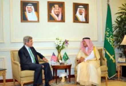 U.S. Secretary of State John Kerry meets with Saudi Foreign Minister Prince Saud al-Faisal in Jeddah, Saudi Arabia, on June 25, 2013.
