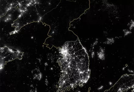 Korea Peninsula at night