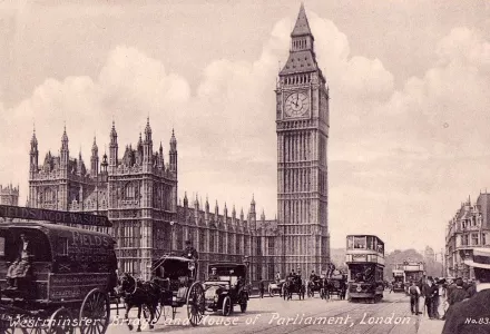 London. Westminster Bridge and House of Parliament. Postcard, c.1910