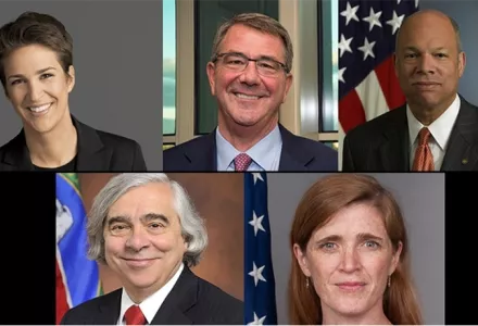 Rachel Maddow, Ash Carter, Jeh Johnson, Ernest Moniz, and Samantha Power