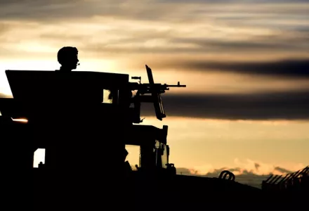 A member of the 341st Security Forces Group guards a missile launch facility during an LF recapture simulation as part of the Grizzly Rampart training exercise March 18 near Malmstrom Air Force Base. The exercise was implemented to evaluate the readiness of the 341st Missile Wing and ensure first-responder Airmen know and follow the standards set in place for real-world events.