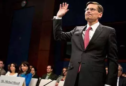 Former CIA Deputy Director Michael Morell is sworn in as he testifes before the House Intelligence Committee.