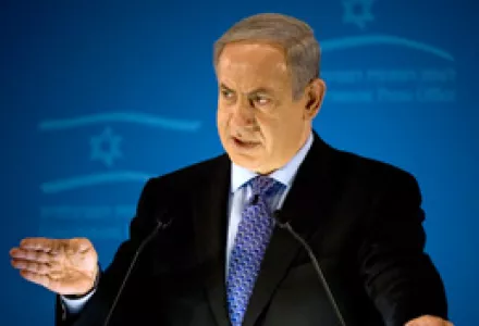Israeli Prime Minister Benjamin Netanyahu delivers a statement to members of the foreign press in Jerusalem, Jan. 11, 2011. He insisted that Iran will not stop its nuclear program unless economic sanctions are backed with a "credible military option."