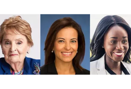 Secretary Madeleine Albright, Dina Powell McCormick, and Ezinne Uzo-Okoro