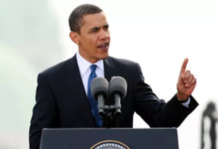 President Obama announces the goal of a world free of nuclear weapons within four years in a major speech in Prague.