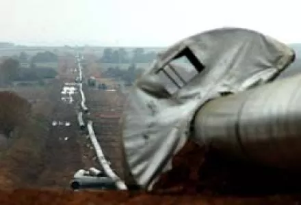 A gas pipeline under construction is seen near the village of Sappes, north-east Greece, Tuesday, Nov. 21, 2006.