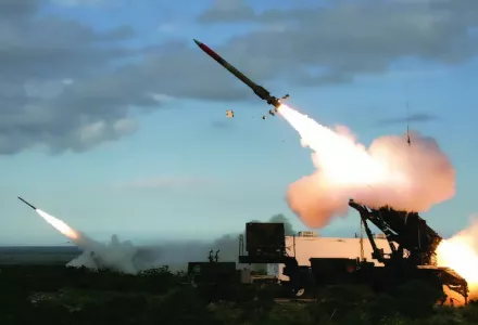 A U.S. Army Patriot missile is test-launched.