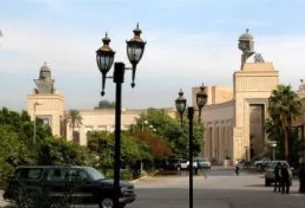 The Republican Palace in Baghdad, Iraq, 22 Feb. 2010. The palace served as the headquarters of the U.S. occupation of Iraq, and the Green Zone developed around it.