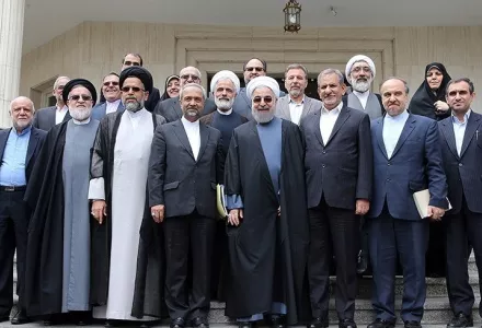 President Rouhani and his cabinet after a meeting in Saadabad Palace - 03/17/2016