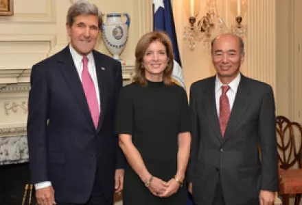 Ambassador Sasae with Secretary Kerry and Ambassador Kennedy