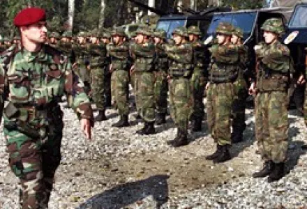 1995 file photo of Milorad Lukovi&#263;, aka "Legija", born Ulemek, as he reviews the Serbian Volunteers Guard in Erdut, Croatia.