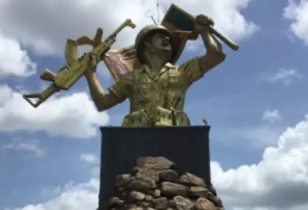 Sri Lankan government victory monument at Puthukkudiyiruppu, July 25, 2016.