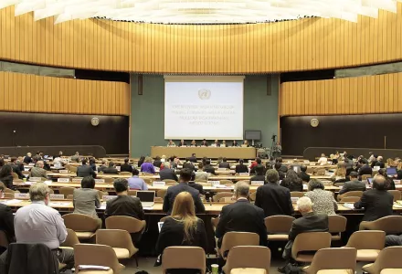 At the United Nations office in Geneva, governments discuss legal measures for attaining and maintaining a nuclear-weapon-free world, 12 May 2016.