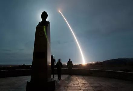 An unarmed U.S. Air Force LGM-30G Minuteman III intercontinental ballistic missile launches at 4:36 a.m. PST during an operational test Dec. 17, 2013, from Vandenberg Air Force Base, Calif. 