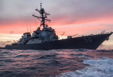 The USS John S. McCain conducts a routine patrol in the South China Sea, Jan. 22, 2017. The guided-missile destroyer is supporting security and stability in the Indo-Asia-Pacific region.