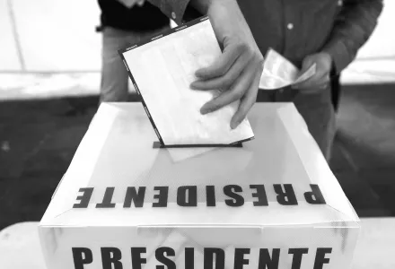 A citizen casts a vote