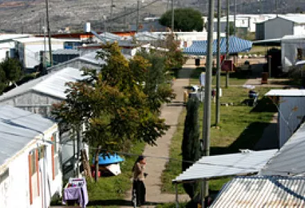 An Israeli woman in the West Bank settlement of Bruchin, which was never officially authorized by the Israeli government, Jan. 3, 2007. It is a community of nearly 400 people, girded by government supplied roads, electricity, & water.