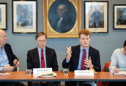 Professor Nicholas Burns and Congressman Joe Kennedy III 