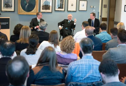 Secretary Ash Carter, Senator Jack Reed, and Ambassador Nicholas Burns