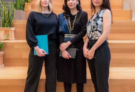 Photo of cyber initiative directors Lauren Zabierek, Maria Barsallo Lynch, and Julia Voo.