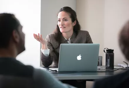 Anina Schwarzenbach (ISP) speaks during her seminar.