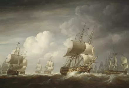 Painting of "Ships of the East India Company at Sea"