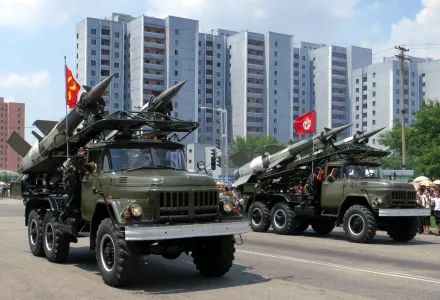 A North Korean military parade (Stefan Krasowski via Flickr).