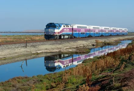Train passing through Don Edwards San Francisco Bay National Wildlife Refuge