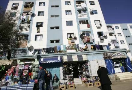 Residents are seen in a street of Bourouba, just outside Algiers.