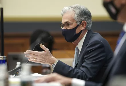 Federal Reserve Chairman Jerome Powell testifies before a House Financial Services Committee hearing on Capitol Hill in Washington, Wednesday, Dec. 2, 2020.